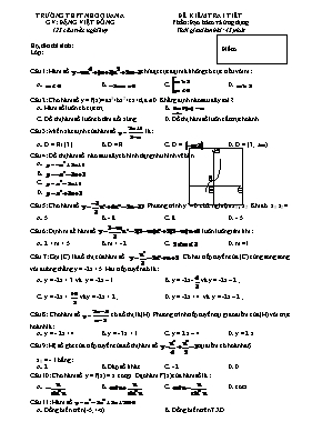 Đề kiểm tra 1 tiết - Phần Đạo hàm và ứng dụng